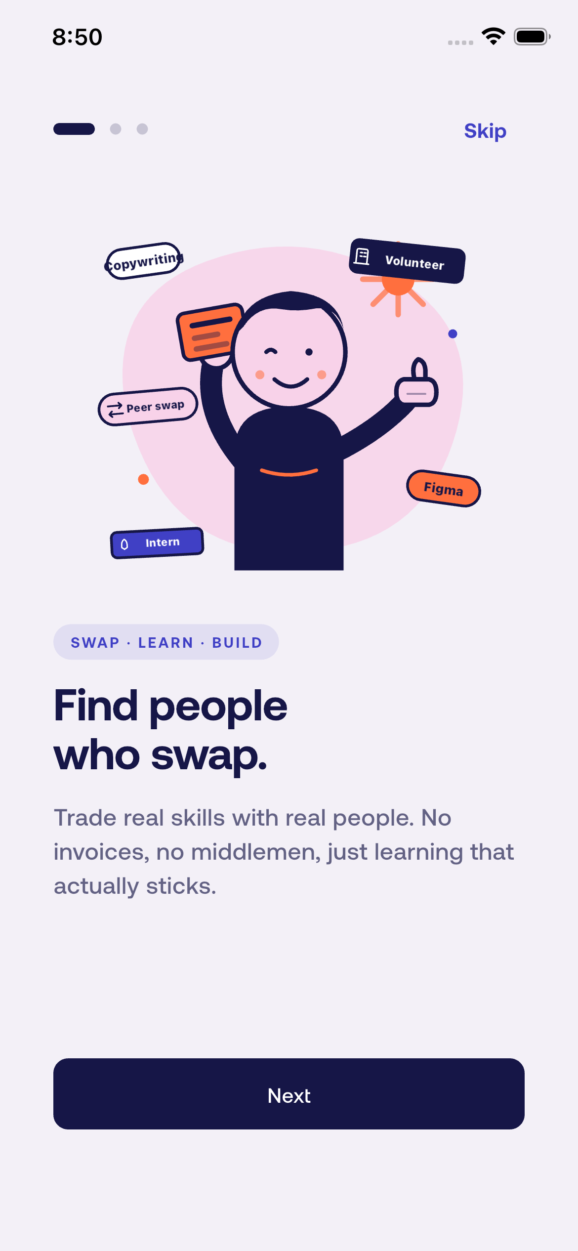 Onboarding screen